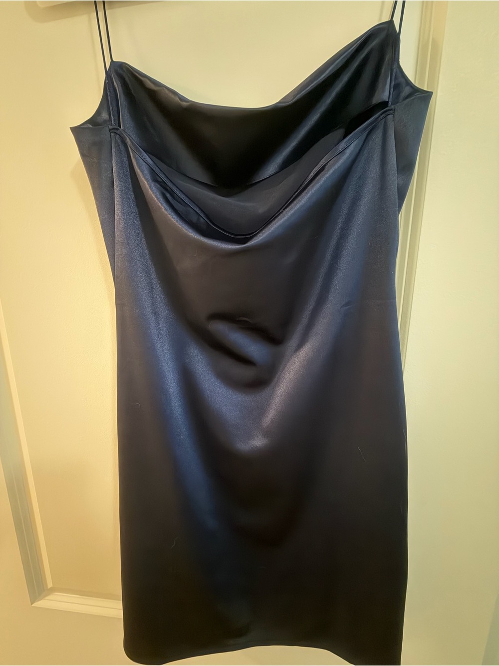 Satin Cowl Neck Slip Dress - Black